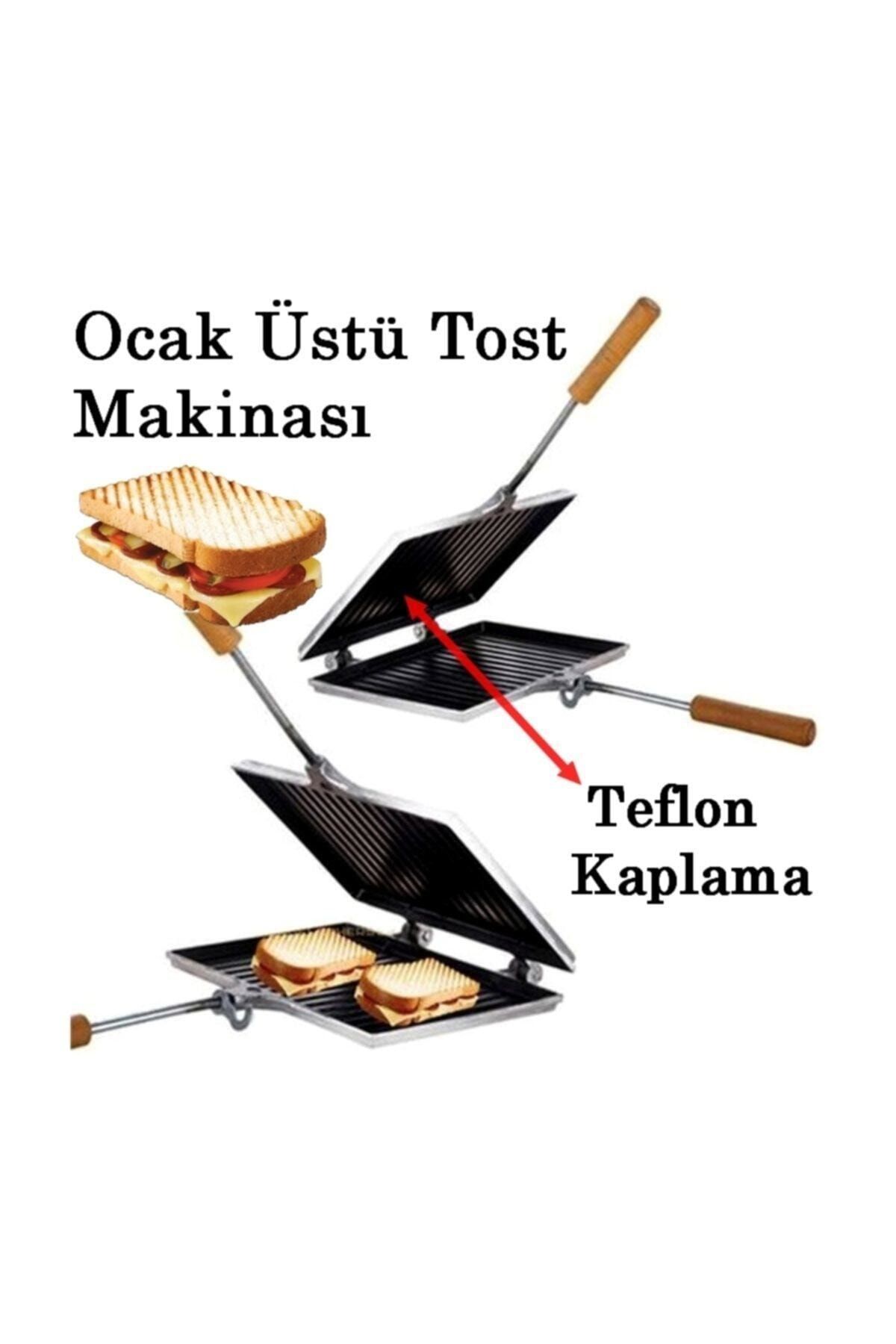 8697408410597 Metal Ocak Üstü Teflon El Tost Makinesi Ocak Üstü Tost Makinası - Görsel 1